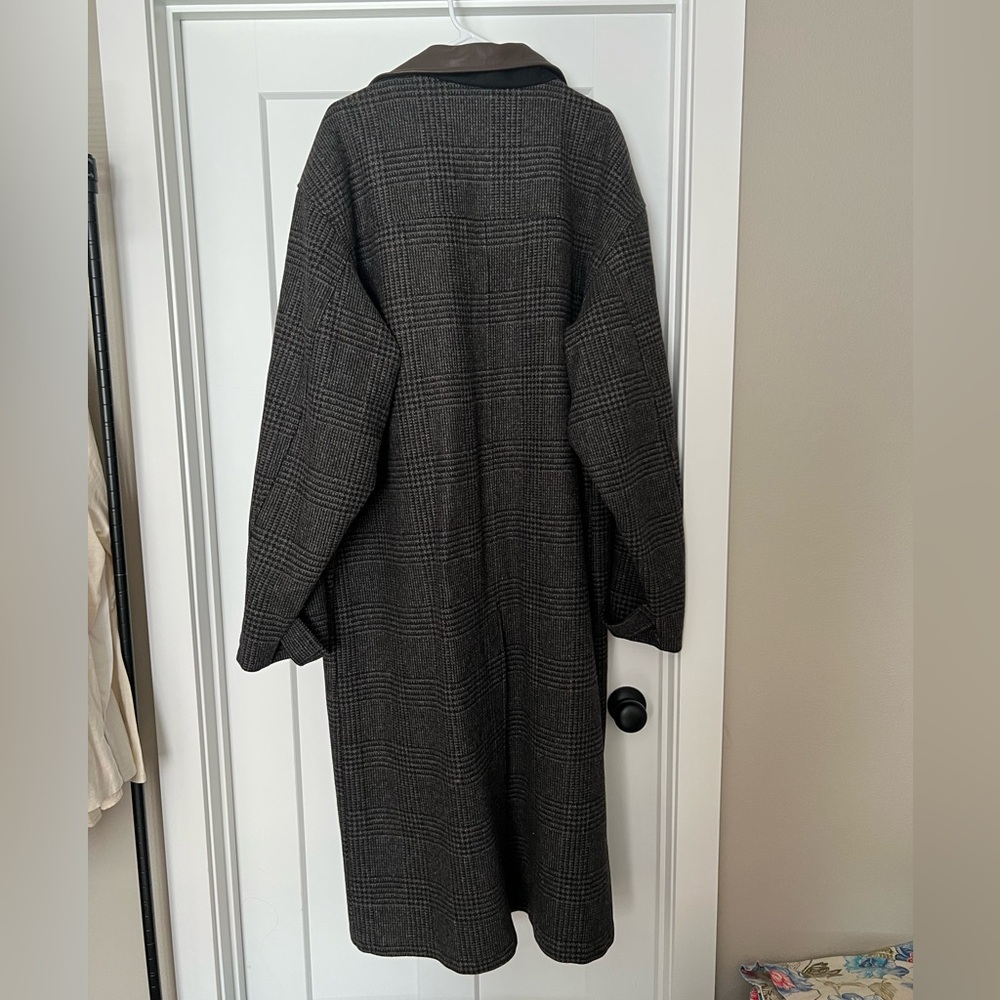 Vintage Eddie Bauer Charcoal and Brown Plaid Trench Coat - Picture 4 of 6